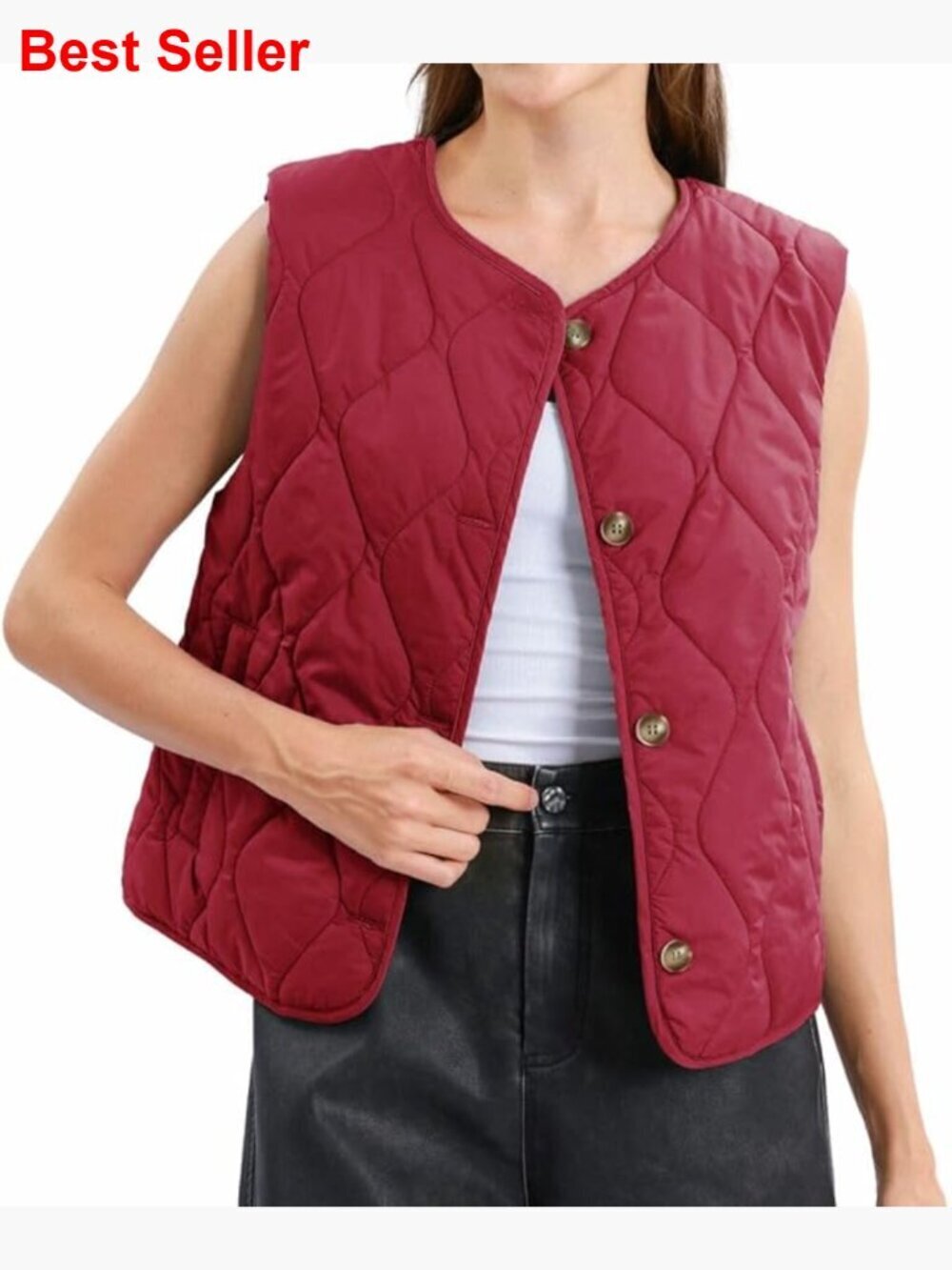 Lightweight Quilted Puffer Vest Sleeveless Button Gilet